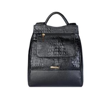 Imagem de Mochila pequena antifurto couro croco Susan-Feminino