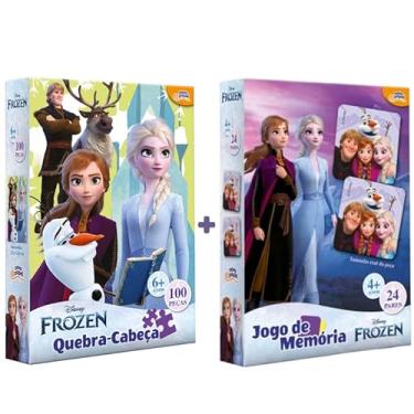 Imagem de Quebra Cabeça 100 Pç + Jogo Da Memória Frozen