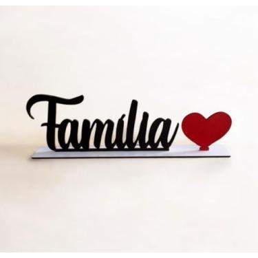 Imagem de Palavras De Mesa Família Com Base Em Mdf Branco Decoração Bancada Artesanato Decoração