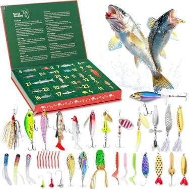 Imagem de Calendário do Advento de Pesca 2025 – 24 Dias Conjunto de Iscas de Pesca Contagem Regressiva para o Natal para Pescador Adulto Masculino Adolescente, Presente Surpresa de Natal 2025