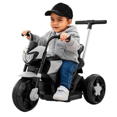 Imagem de Mini Moto Esportiva Elétrica Infantil, 6V, 3km/h, Controle Remoto, Cinza, até 30kg