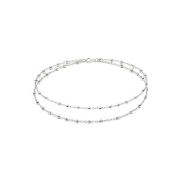 Imagem de Tornozeleira banhada a prata para mulheres - Joias de praia delicadas em camadas