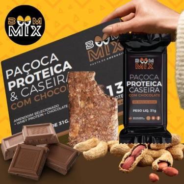 Imagem de Caixa Paçoca Proteica Caseira Chocolate - BoomMix (Zero Açúcar)(13g pr