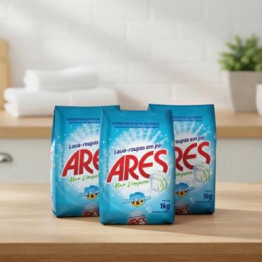 Imagem de Kit 3 Sabao Em Po Lava Roupas Ares Flores Do Campo 1kg