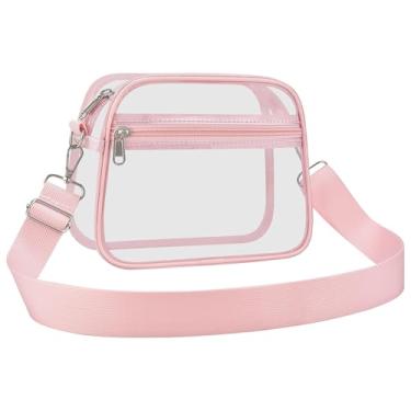 Imagem de Bolsa transparente para eventos de estádio mini bolsa transparente pequena bolsa transversal para concerto esporte trabalho, rosa, Small, Bolsa transparente