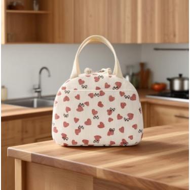 Imagem de Embalagem com 1 sacola reutilizável de veludo cotelê de veludo cotelê grande capacidade para mulheres, homens, trabalho, piquenique, viagens ao ar livre