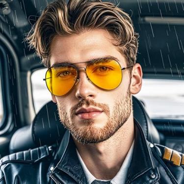 Imagem de Óculos de sol polarizados femininos masculinos grandes vintage óculos de sol clássicos retrô moda metal persianas dirigir férias SY6005, A07- Armação preta | Lente amarela, Normal