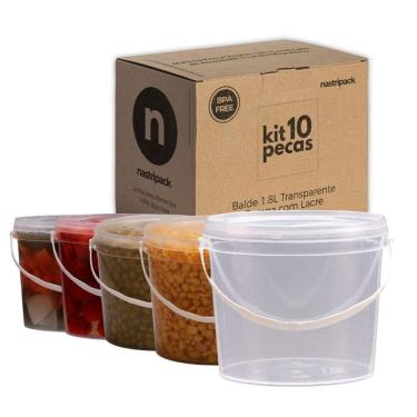 Imagem de Balde 1,8 Litros Com Tampa Transparente Para Granola 10 Pçs