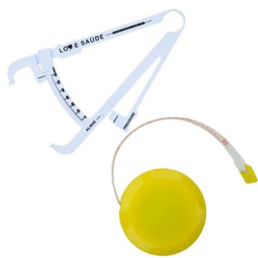 Imagem de Kit Avaliacao Fisica Medir Gordura Corporal Fita Metrica Adipometro - 