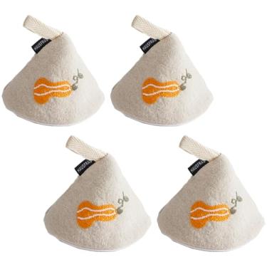 Imagem de Hausfrau Capa de cabo de ferro fundido, 4 peças, floral, resistente ao calor, tampa triangular para fritar frigideira de ferro fundido, creme de abóbora