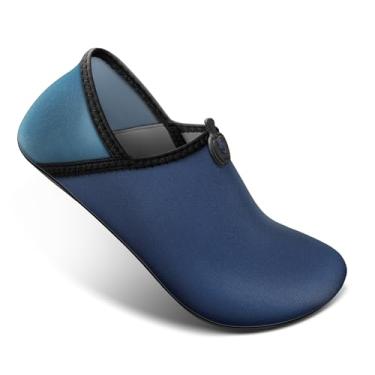 Imagem de Sapatos aquáticos femininos, masculinos, meias descalços sem cadarço, praia, ioga, exercício, secagem rápida, Azul arroxeado/azul-nevoeiro 7136, 10 Women/8 Men