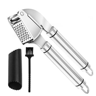 Imagem de Espremedor de alho, triturador de alho profissional premium, prensa de alho de aço inoxidável, triturador de alho, fácil de limpar