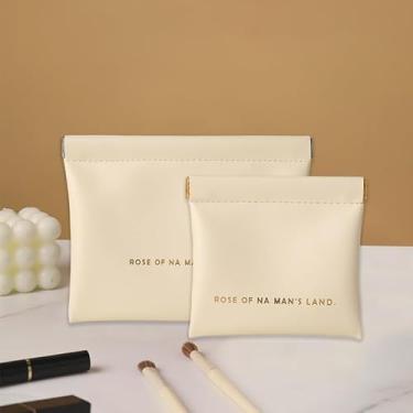 Imagem de Bolsa de cosméticos com bolso de poliuretano, organizador portátil para fone de ouvido, sem zíper, organizador feminino Popper (branco), Branco, Large+Small, Funcional