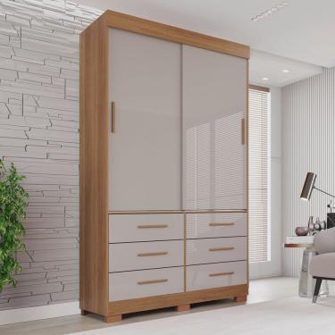 Imagem de Guarda Roupa com Pés 2 Portas 6 Gavetas Luana
