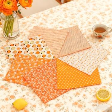 Imagem de 7 peças de tecido laranja, tecido de outono por The Yard quadrados de algodão, pacotes de gordura para costura, estofamento e projetos de artesanato DIY