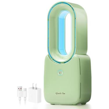 Imagem de Ventilador de mesa let'me, ventilador portátil sem lâminas de 39 cm, pequeno ventilador de resfriamento pessoal com luz LED de controle de toque em 5 cores, ventilador de mesa USB silencioso para casa