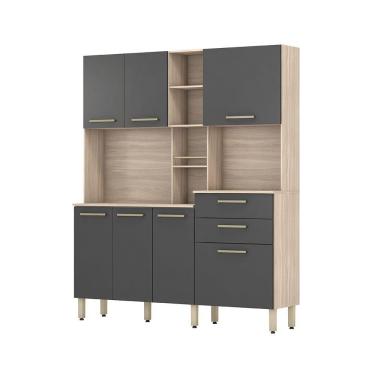 Imagem de Cozinha Compacta 7 Portas 2 Gavetas Encanto Demóbile Avena/grafito