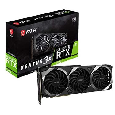 Imagem de MSI Placa gráfica para jogos GeForce RTX 3070 Ventus 3X OC - RTX 3070, suporte incluído, ventilador TORX 3.0, 8GB GDDR6, 256 bits, PCI Express Gen 4, DisplayPort v1.4a, HDMI, Zero Frozr, resolução