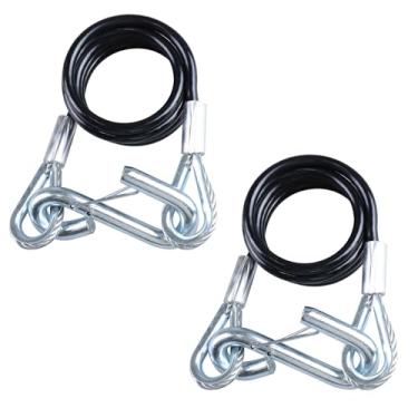 Imagem de Tnyeobae Cabos de segurança de reboque galvanizados de 43-7/20.3 cm, aço carbono revestido de PVC com ganchos S de 3/20.3 cm, capacidade de 1,587 kg, pacote com 2