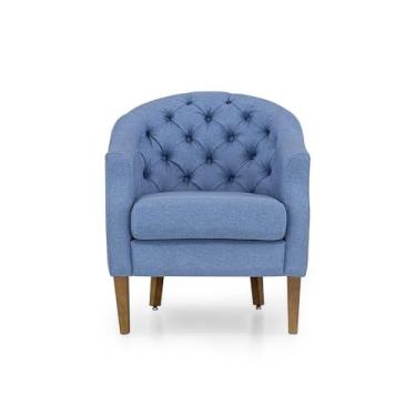 Imagem de Poltrona Decorativa Quarto Herval Luna, Linho Azul