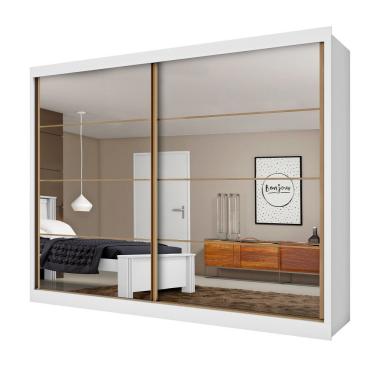 Imagem de Guarda Roupa Sevilha 2 Portas Espelhadas 100% Mdf Mademarcs Branco Acetinado