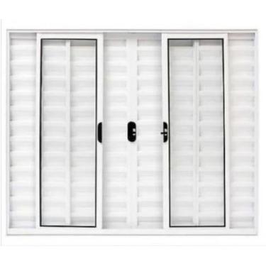 Imagem de Veneziana 6 Folhas Alumínio Brilhante, Branco ou Preto Linha 18 Modula