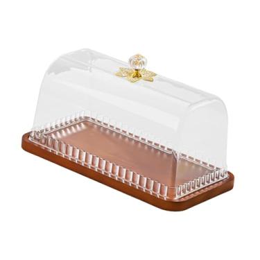 Imagem de Fenteer Suporte para bolo com tampa, porta-cupcakes, prato para servir biscoitos e, ideal para aniversários e para a cozinha, Retângulo