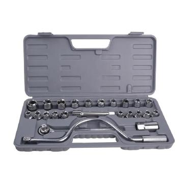 Imagem de Jogo Chaves Soquete 25 Peças Catraca 1-2 Kit Ferramentas Completo Maleta Cachimbo Roda 8-22mm Profissional