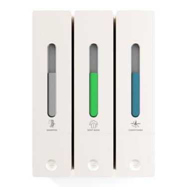Imagem de Dispensador de xampu e condicionador – Dispensador de sabonete de chuveiro de 3 câmaras montado na parede