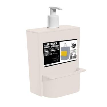 Imagem de Dispenser de Sabão Líquido com Porta Esponja - Bege | Plast Leo (Ref. 075-BG)