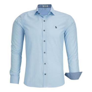 Imagem de Camisa Social Amil Masculina Slim Liso Fácil De Passar 1778, Azul bebê