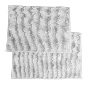 Imagem de Jogo De Tapetes 2 Pçs Chenille Cinza Claro 60x40 - 50x40cm - Uzoo Jogo 2 Tapetes Chenille 60x40-50x40cm Cinza Claro