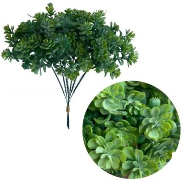 Imagem de Bambu Artificial, Kit Planta Artificial Folhagem Verde Mini BuquêS de Plantinhas P/Decorações de Artesanato Plástico(A - Suculentas,12 unidades)