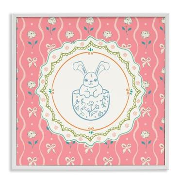 Imagem de Stupell Industries Arte giclée emoldurada cinza Spring Bunny & Egg Shell, design por Angela Steahling, 17 x 17