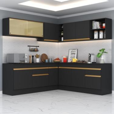 Imagem de Cozinha Completa De Canto Mp2096 Com Armário E Balcão Preta