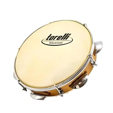 Imagem de Pandeiro Torelli 08 Injetado Cor Natural Pele Animal Tp80