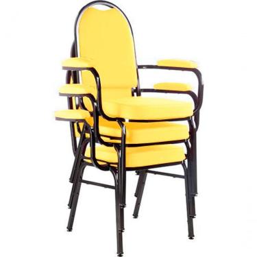Imagem de Kit Com 3 Cadeiras Para Auditório Linha Hotel Amarelo