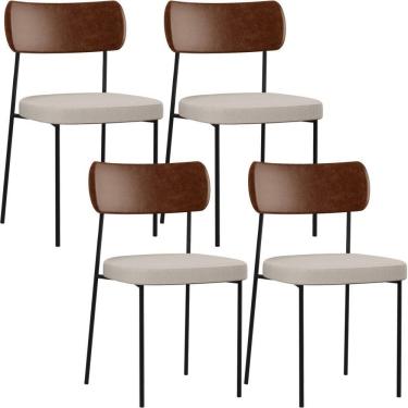 Imagem de Kit 04 Cadeiras Para Sala De Jantar Melina L02 Marrom Cru