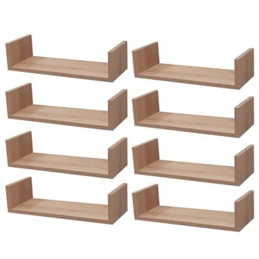 Imagem de Kit 8 Prateleiras U 40 X 15cm Carvalho Suporte Invisível