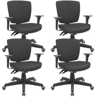 Imagem de Kit 04 Cadeiras De Escritório Executiva Office Giratória Preto Baixa F