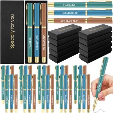 Imagem de Tenceur Pacote com 10, 50 peças, presentes de agradecimento para mulheres, inclusos, 30 canetas esferográficas motivacionais com 10 caixas de presente e 10 cartões de agradecimento em massa para