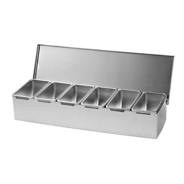 Imagem de Bothyi Porta-condimentos em aço inoxidável, fácil de limpar, multifuncional, ideal para casa e festas, 6 Grades