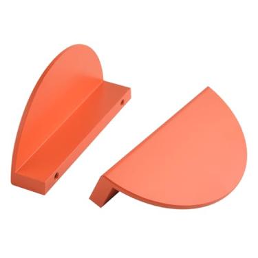 Imagem de funifiti Pacote com 4 puxadores de porta de armário de banheiro 7,6 cm laranja meia lua alças modernas para armários e gavetas, encaixe de móveis coloridos em forma de semicírculo