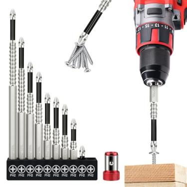 Imagem de Conjunto de brocas de chave de fenda de alta magnética, 9 peças de aço de liga S2 atualizada, resistente a impactos K5, brocas magnéticas de precisão para uso DIY/Pro