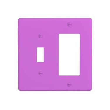 Imagem de Wmhusu Capa para interruptor de luz, roxo claro, 2 gangs, conjunto de balancim, placas de parede, placas decorativas de interruptores e capas de tomada para banheiro, quarto, decoração de casa