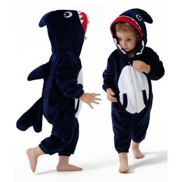 Imagem de DILUFUN Baby Infant Boys Girls Shark Onesie Costume,Toddler Halloween Cosplay Onesie Costume,Funny Warm Dress Outfit 3-36months