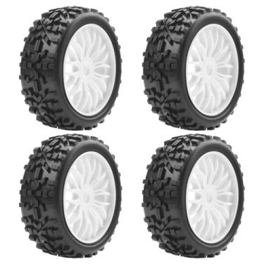 Imagem de 4Pcs Vgoohobby OD116mm RC 1/8 Off Road Buggy Rubber Tires w/Plastic Wheel Rims 17mm Hex Hub Compatible with 1/8 HSP HPI Hobao Tamiya Traxxas Kyosho Arrma RC Off Road Buggy (White)