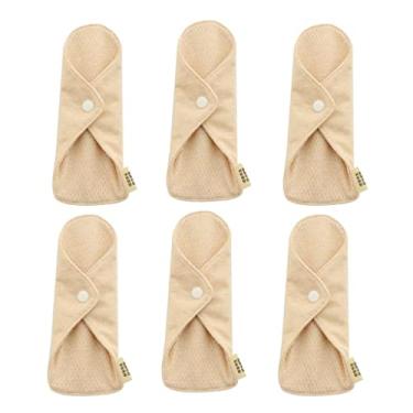 Imagem de Forro de calcinha de algodão orgânico reutilizável | Conjunto de 6 almofadas menstruais | Lavável, respirável, confortável para uso noturno | Almofadas femininas finas e macias pós-parto para mulheres