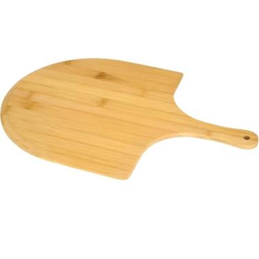 Imagem de Tábua de servir pizza de madeira de 40 x 28 cm com alça, ideal para doces, frutas, bifes e aperitivos