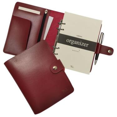 Imagem de Caderno Organizer 192-R Personalizado Raffai Couros, Vermelho